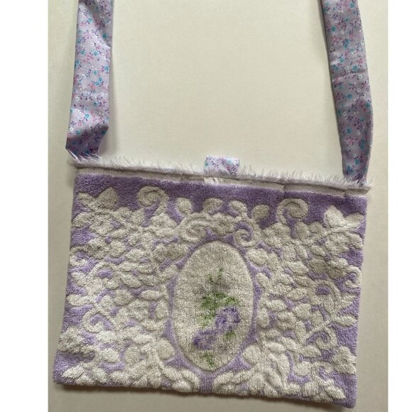 Adorable Handmade Purse One of a Kind Upcycled Fashion Purple Terry - Picture 5 of 5